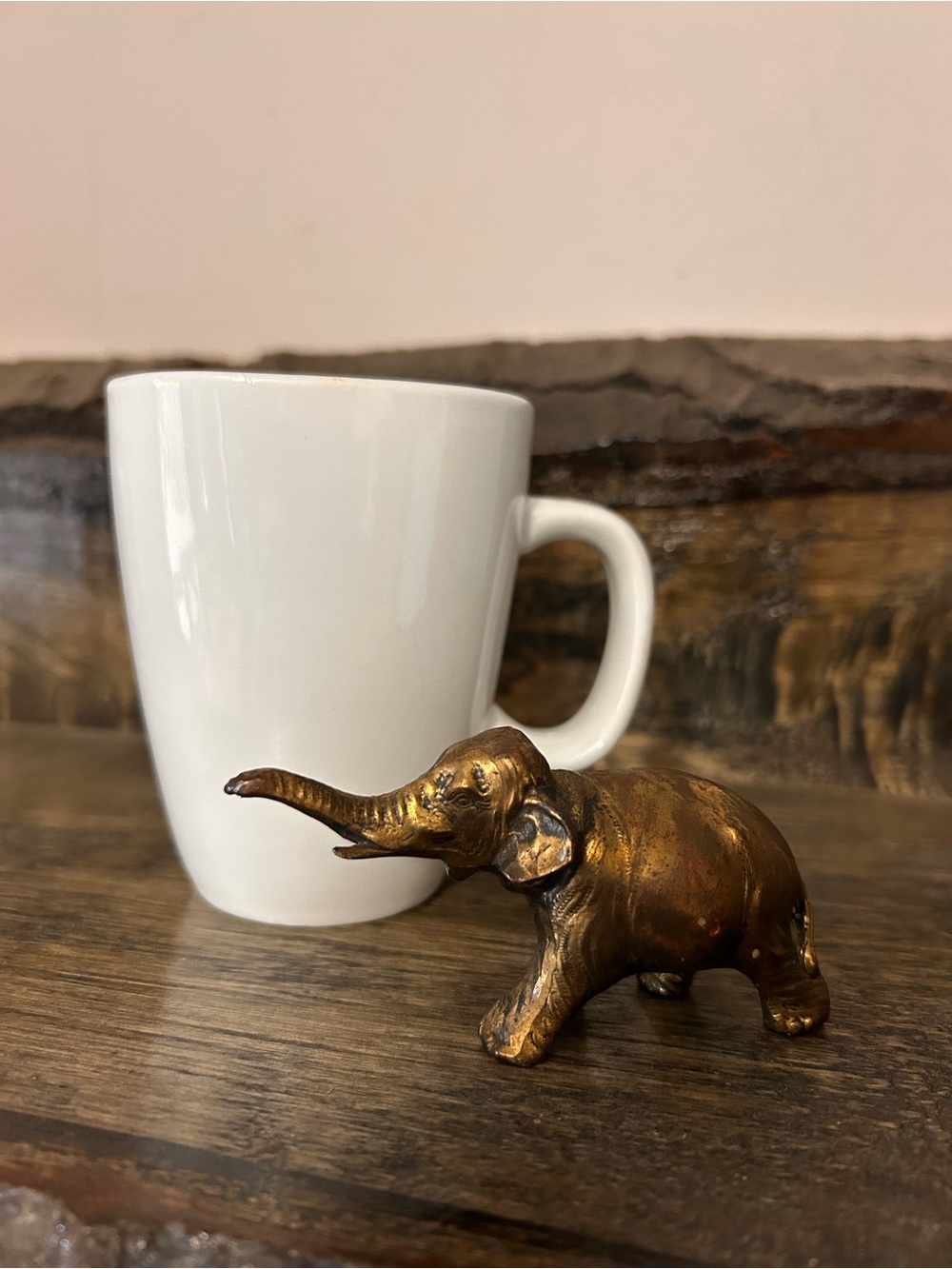 Brass Finish Elephant Figurine - Decorative Accent